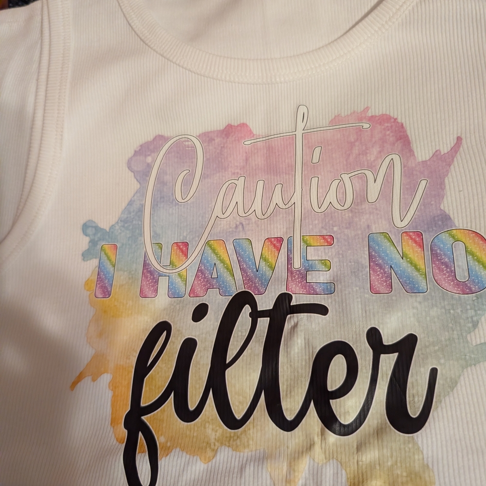 No Boundaries White Tank Top with Colorful Graphic
